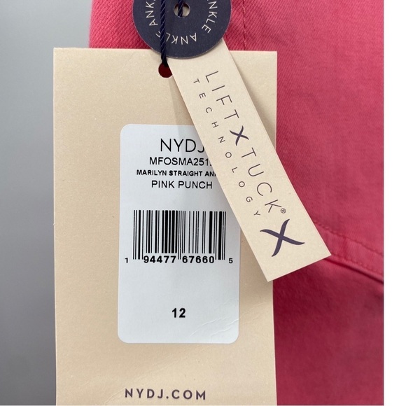 NYDJ Marilyn Straight Ankle Length Pink Punch Size 12 NWT - Picture 5 of 14